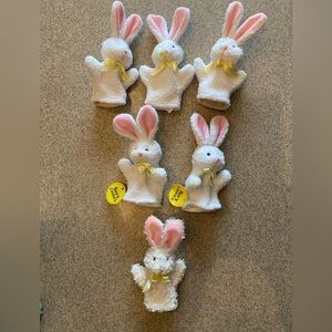 Vintage See's Candy Easter Bunny Finger Puppets. Lot of 6. 2 NWT 4 NWOT